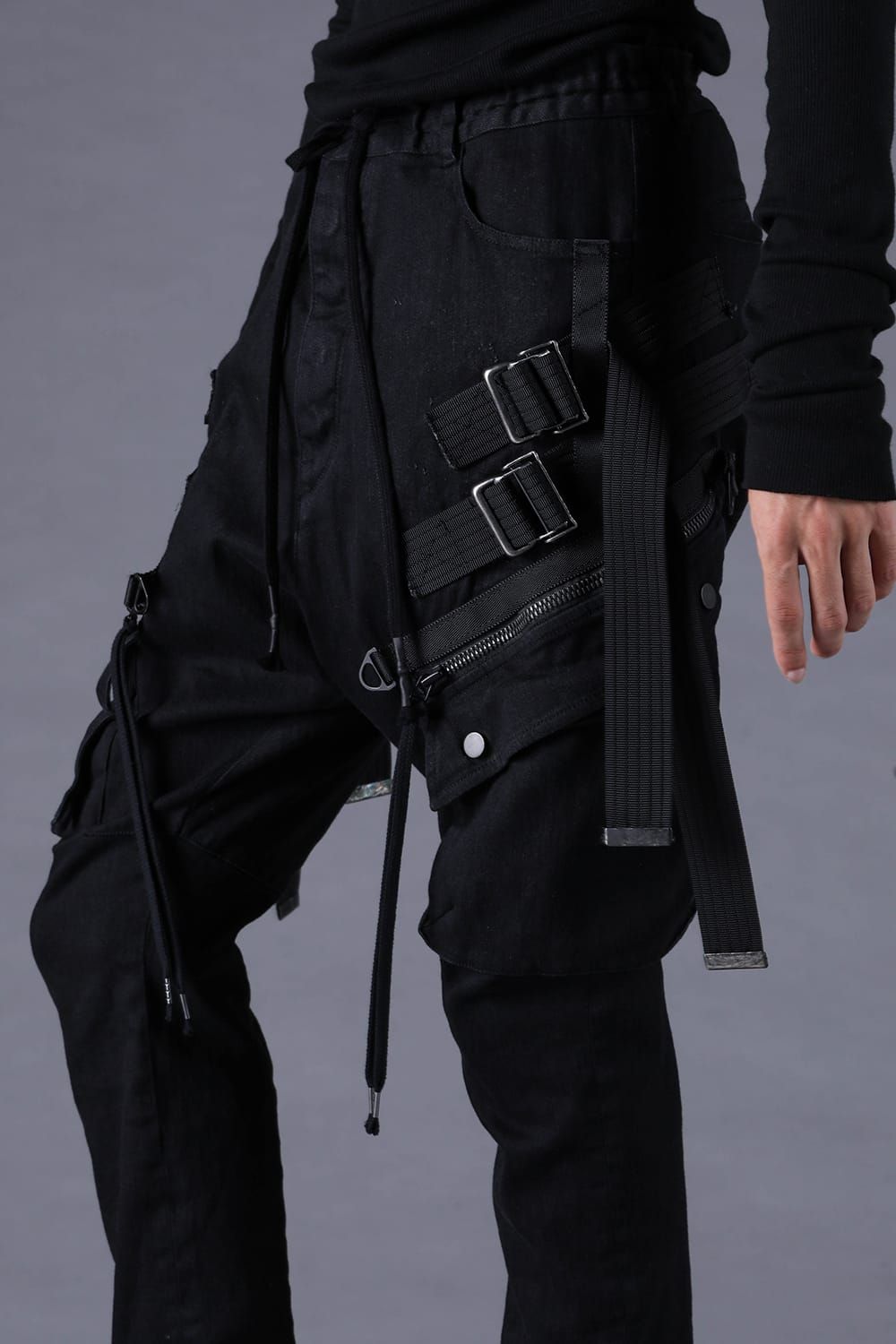 《2027SS先行予約分》Stretch Denim Adjustable Cargo Joggers Pants"Black" / ストレッチデニムアジャストカーゴジョガーパンツ"ブラック"