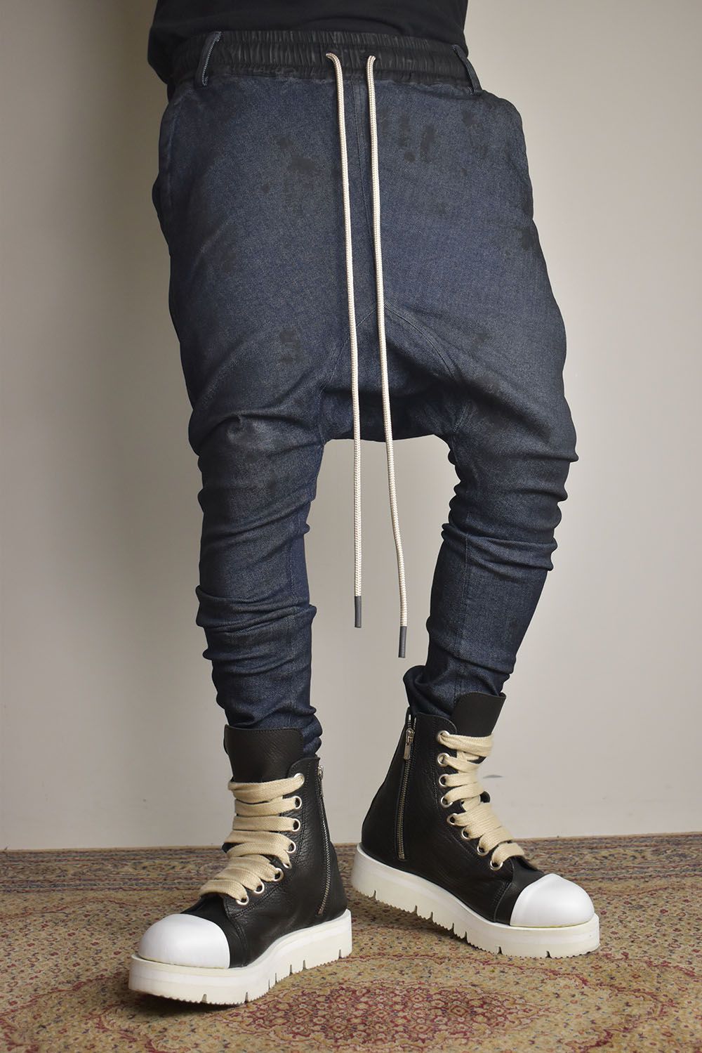 Coated Stretch denim Sarouel skinny"Blue" / コーティングストレッチデニムサルエルスキニー"ブルー"