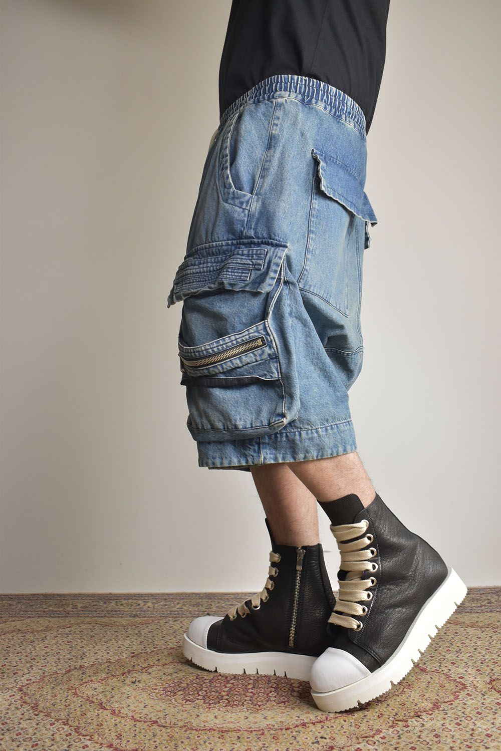 Vintage Denim Military Shorts"Blue" / ヴィンテージデニムミリタリーショーツ"ブルー"