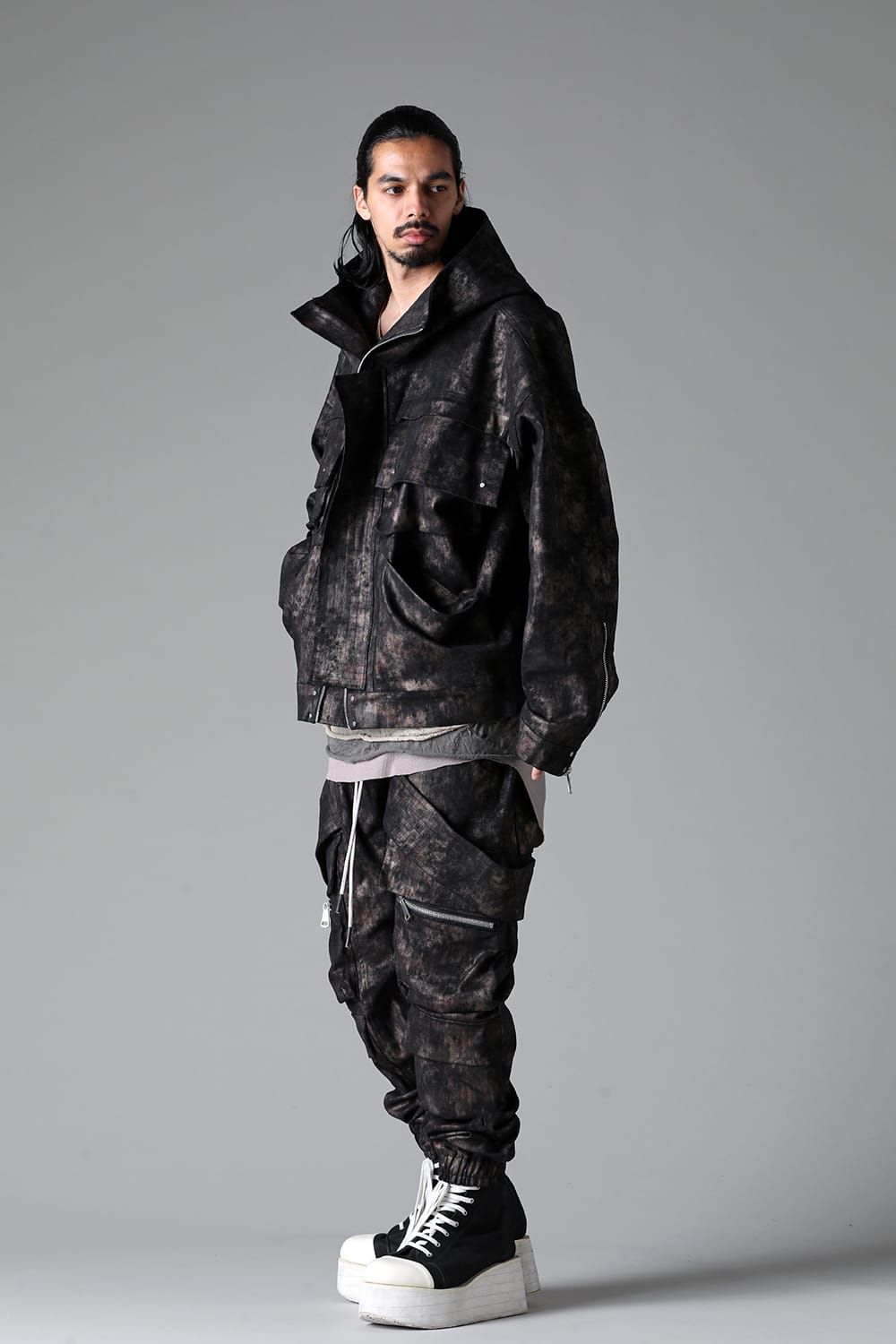 《2025AW先行予約》Metal Steam Camouflage Belt Cargo Jogger"Black × Beige" / メタルスチームカモフラージュ ベルトカーゴジョガー"ブラック×ベージュ"