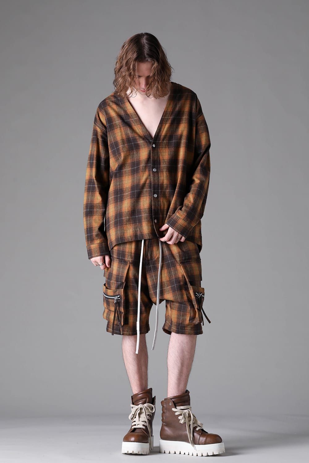 《2026AW先行予約》Plaid Cardigan Shirts""Soft Greige / Black Camel / Warm Brown" " / プレイドカーディガンシャツ"ソフトグレージュ/ブラックキャメル/ウォームブラウン"