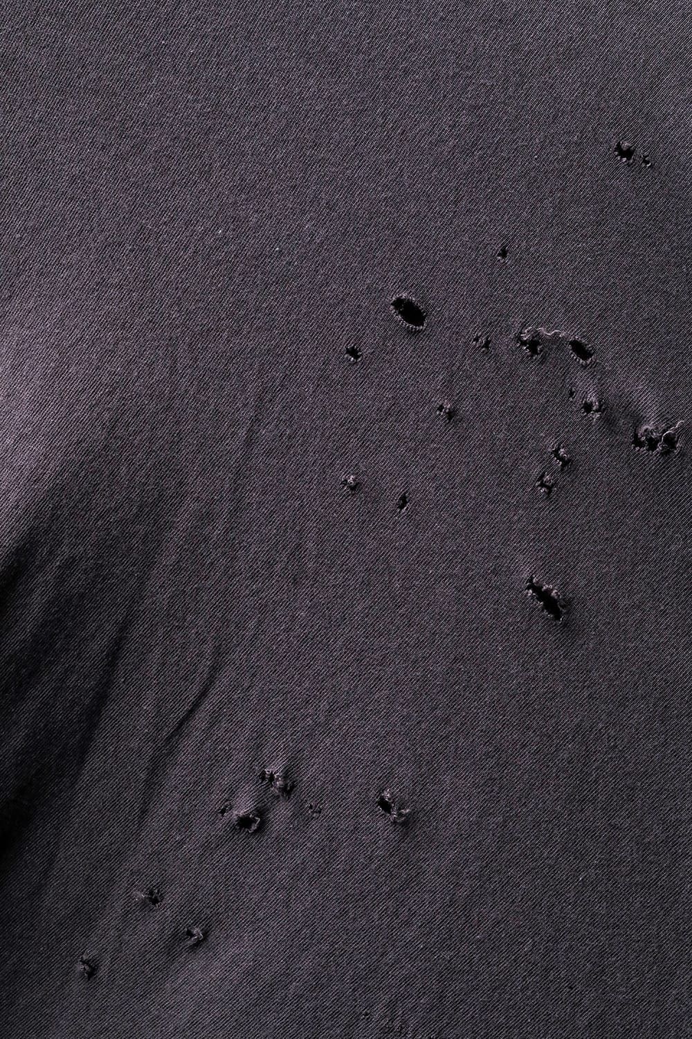 《2027SS先行予約分》Soft Cotton Jersey Shotgun-Damage Hoodie"Charcoal" / ソフトコットンジャージショットガンダメージフーディー"チャコール"