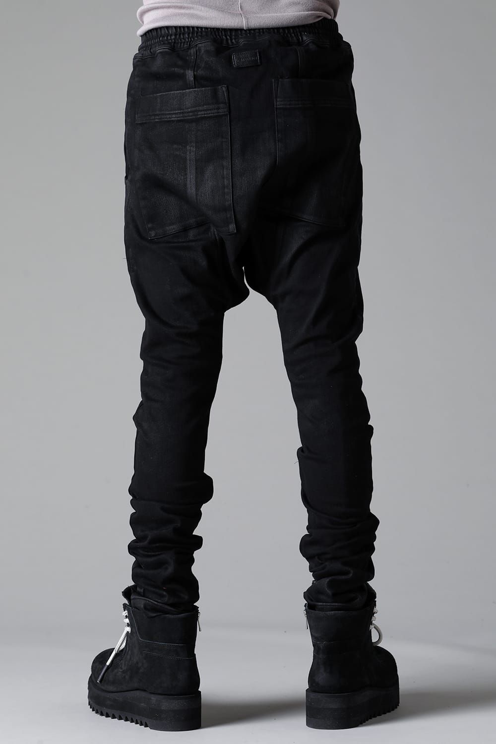 《2025AW先行予約》Coated  Bonding Sarouel Skinny Denim"Black" / コーティングボンディングサルエルスキニーデニム"ブラック"