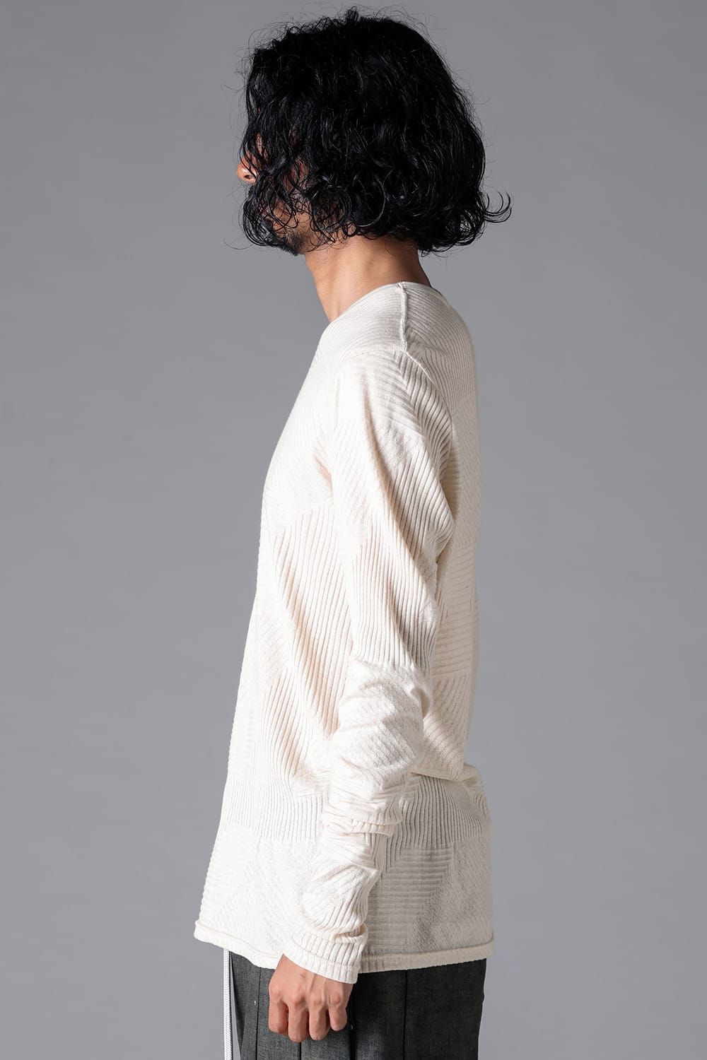 《2026SS先行予約》Deformed Stripe Pattern Long Sleeve "Black / Cream" /ディフォルメドストライプパターンロングスリーブ"ブラック/クリーム"