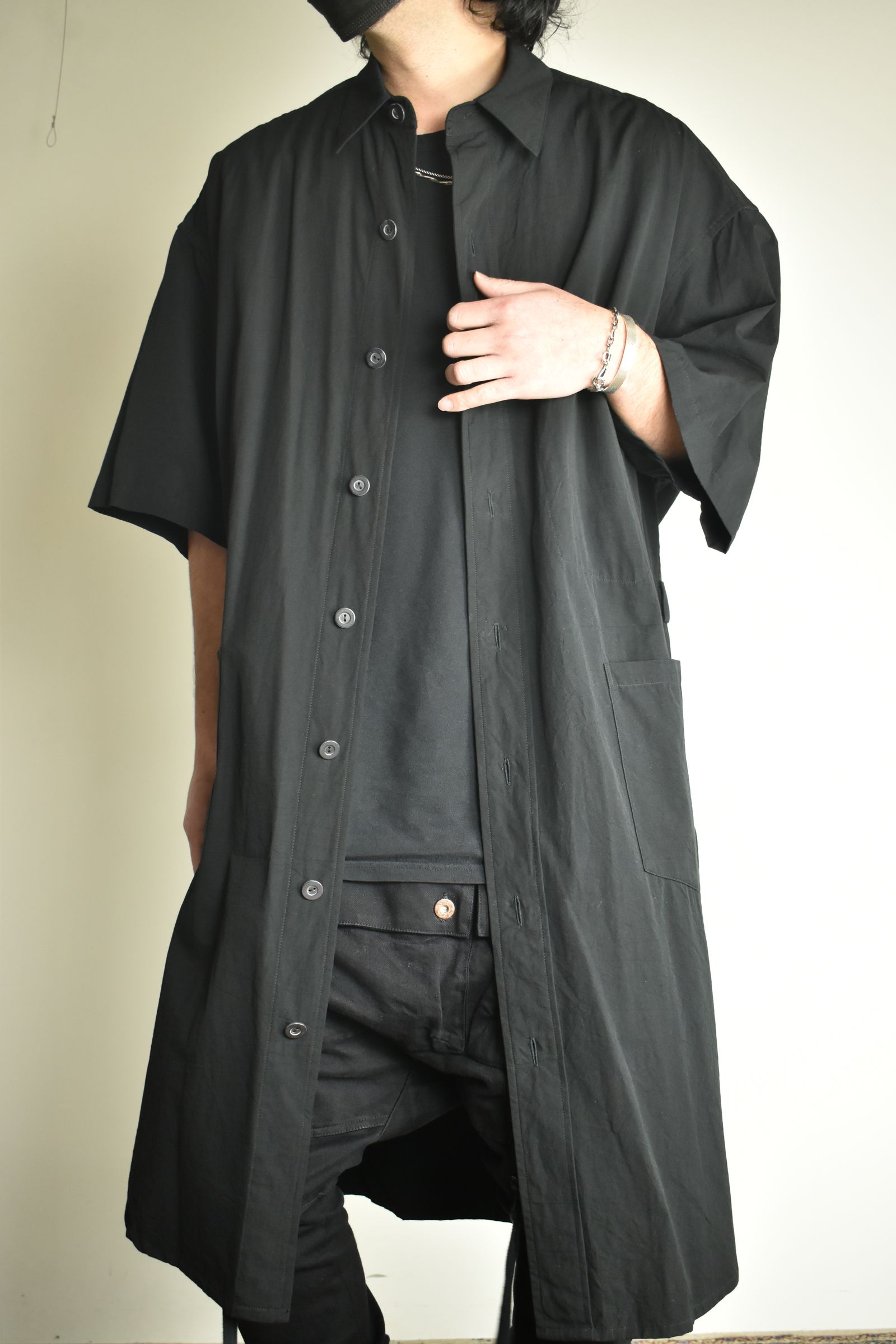 Cotton Broad Short-Sleeved Big Shirt &Dress"Black" / コットンブロード半袖ビッグシャツ / ワンピース"ブラック"