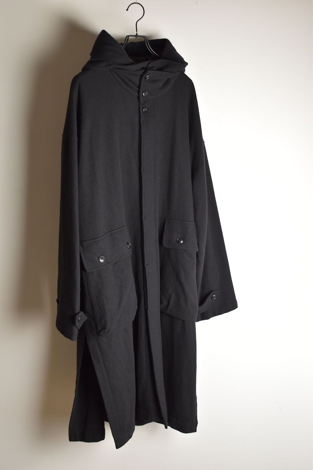 Wool Fulling Product Dyed Coat "Black" / ウール縮絨 製品染めコート"ブラック"