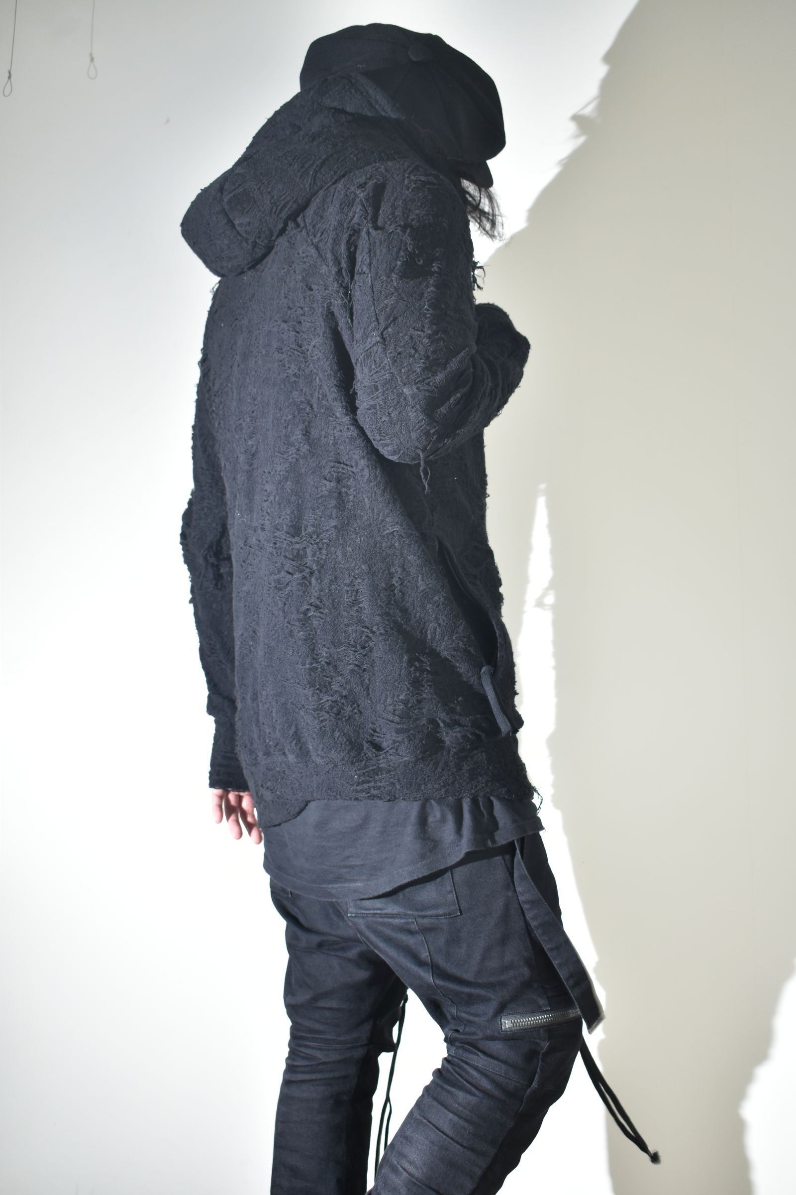 Damage Pile Zip-Up Hoodie"Black" / ダメージパイルジップアップフーディー"ブラック"