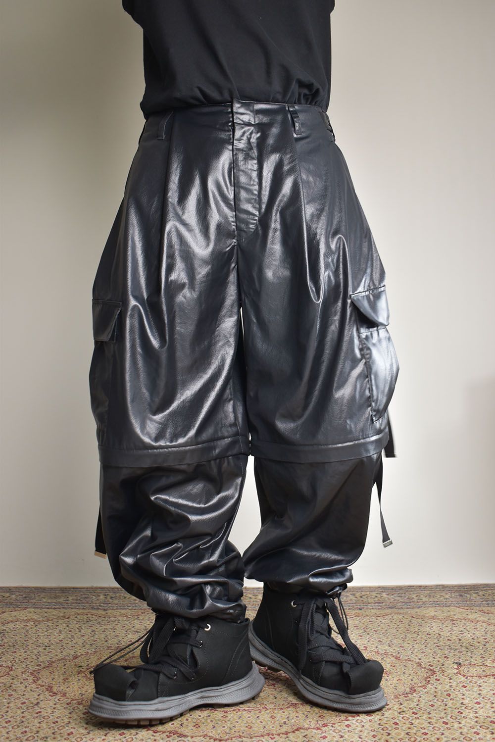 Fake Fake Leather Detachable Cargo Pants"Black"/フェイクフェイクレザーデタッチャブルカーゴパンツ"ブラック"