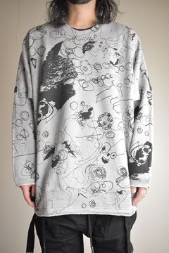Sweat Oversize Print Pullover"Grey" / スウェットオーバープリントプルオーバー"グレー"