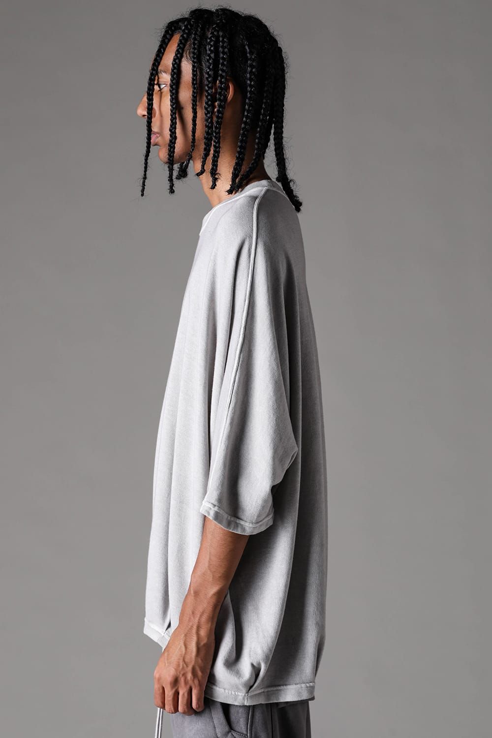 《2027SS先行予約》Sumi Dyed Lightweight French Terry Dolman Jumbo Tee"L.Grey" / 墨染ミニ裏毛ドルマンジャンボTee"ライトグレー"