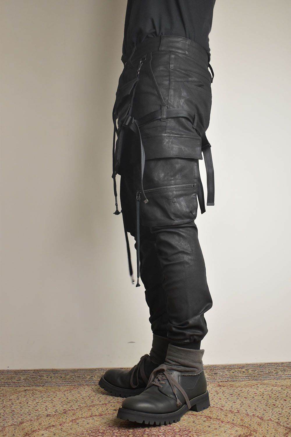 Product Coating Bag Attached Cargo Jogging Pants"Black" / 製品コーティングバッグアタッチドカーゴジョグパンツ"ブラック"