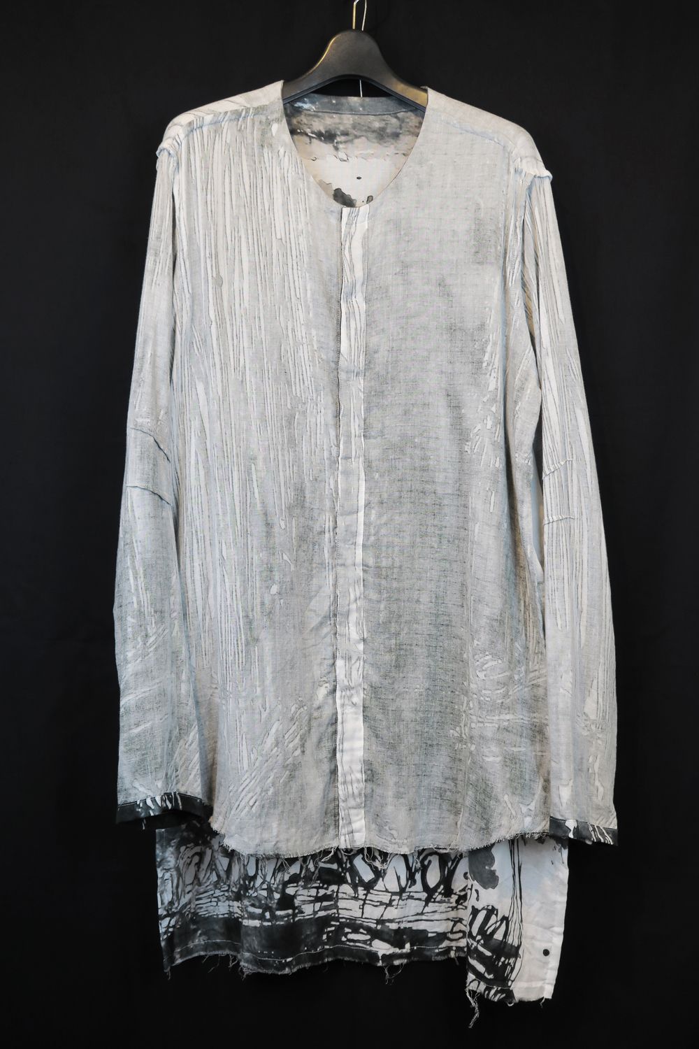 Round Neck Reversible Gauze Shirt"Face Print" / ラウンドネックリバーシブルガーゼシャツ"フェイスプリント"