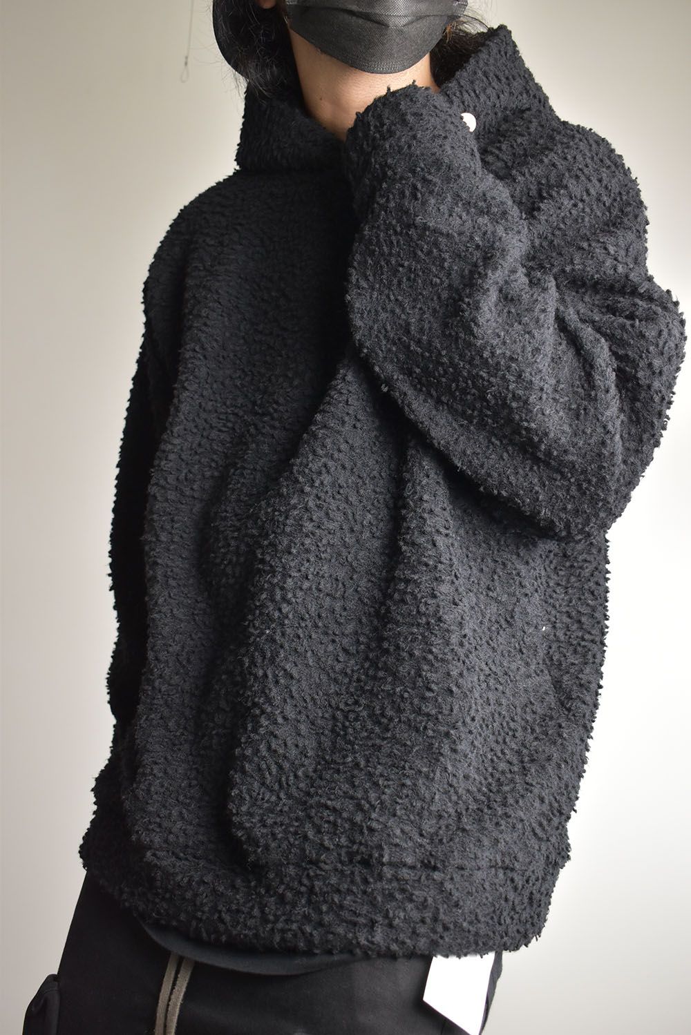 Wool Cotton Boa Hoodie Pullover"Black" /  ウールコットンボアフーディプルオーバー"ブラック"