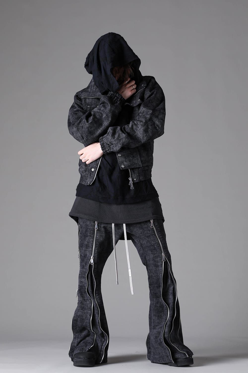 《2026AW先行予約》Zipped Fared Pants"D.Grey" / ジップフレアパンツ"ダークグレー"