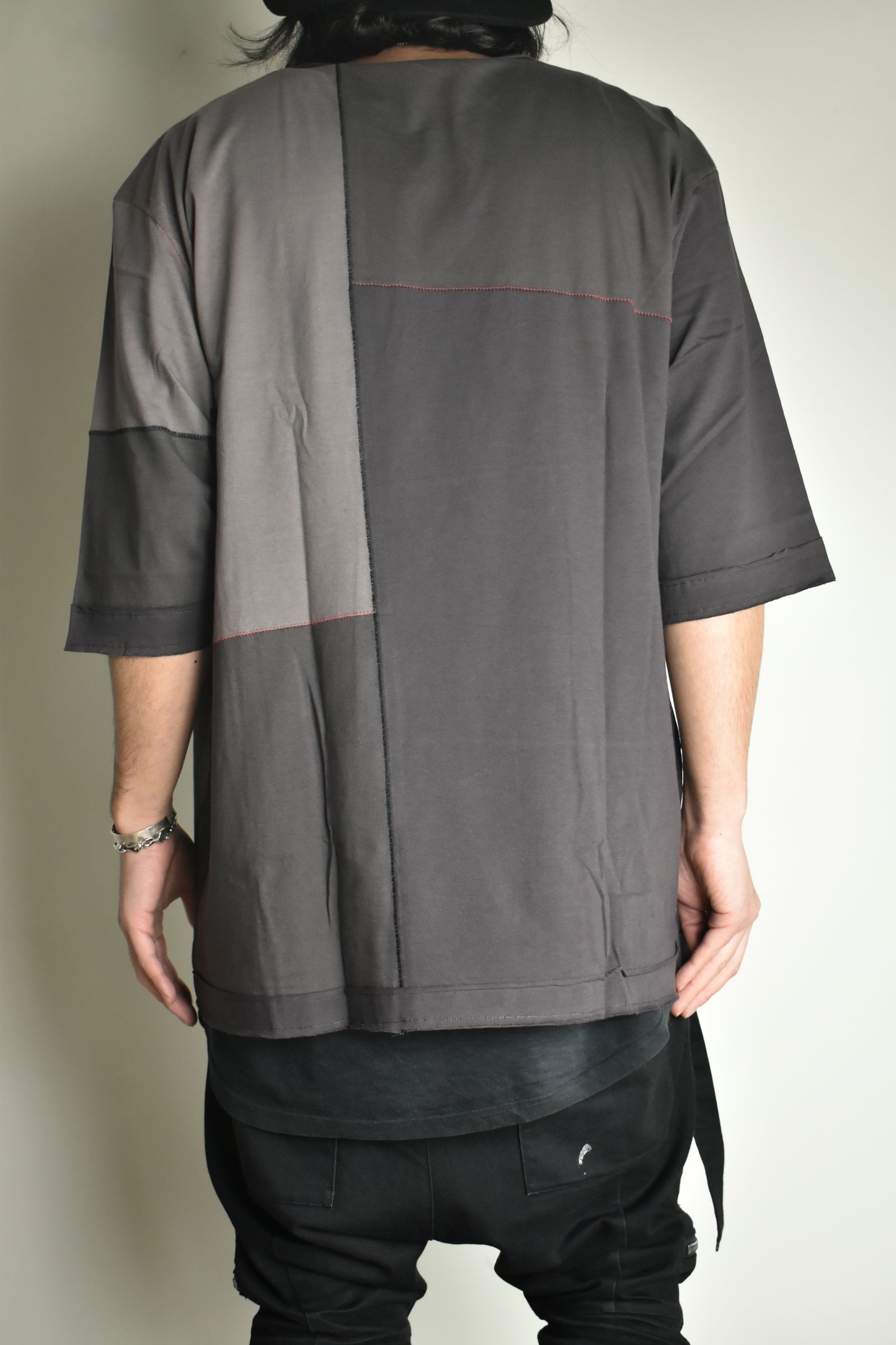 Multi Color Patchwork T-shirt"Charcoal" / マルチカラーパッチワークTシャツ"チャコール"