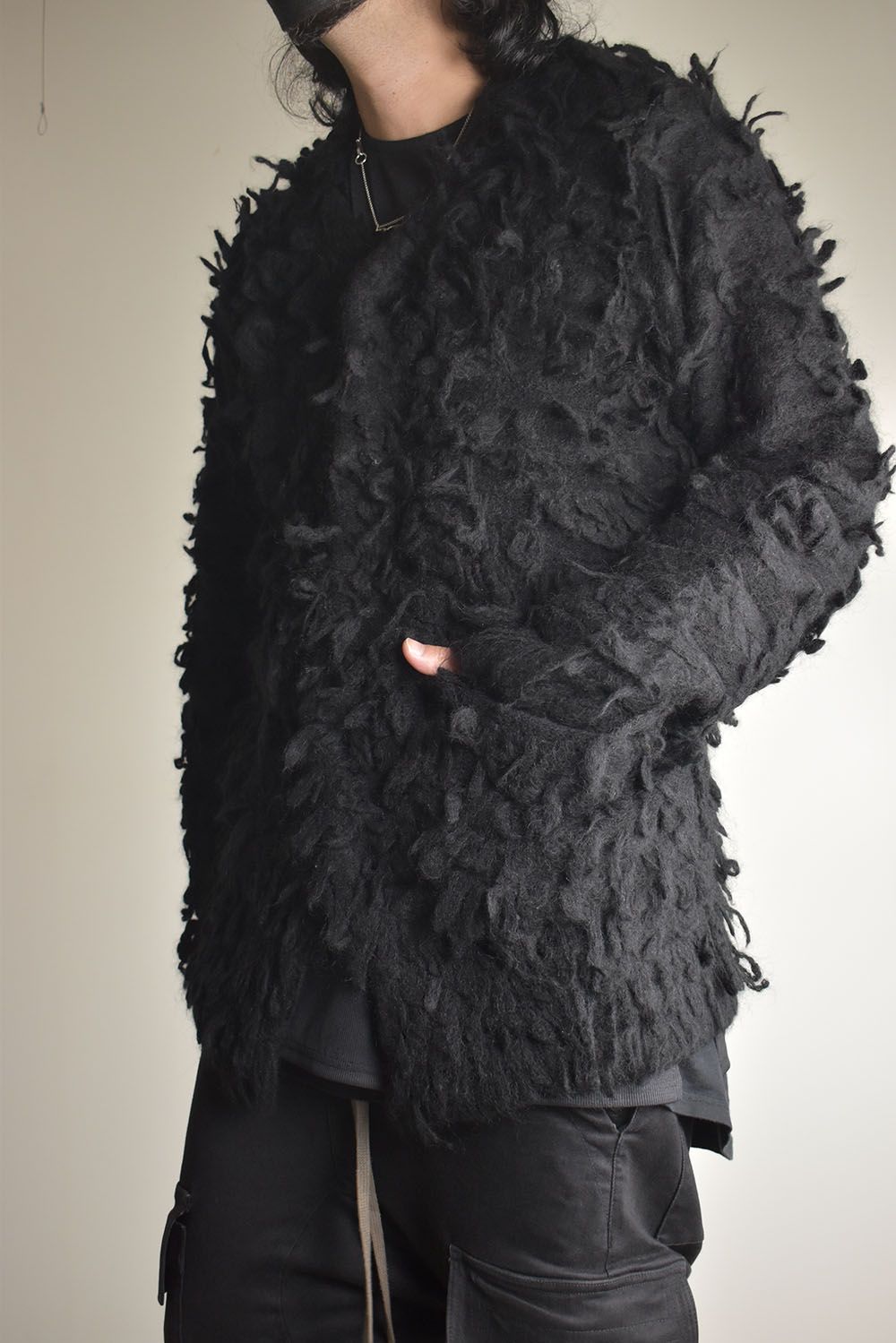 5GG Long Pile Knit Cardigan"Black" / ロングパイルニットカーディガン"ブラック"
