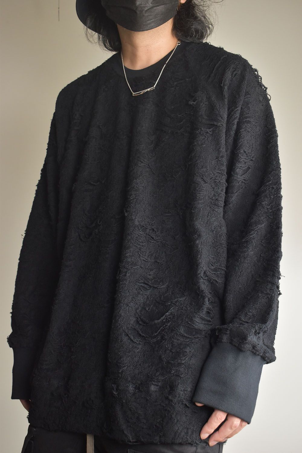 Damage Pile Dolman Top"Black" / ダメージパイル ドルマントップ"ブラック"