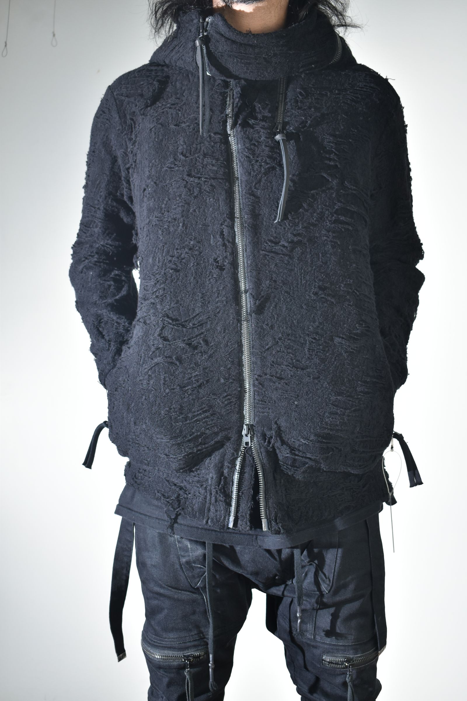 Damage Pile Zip-Up Hoodie"Black" / ダメージパイルジップアップフーディー"ブラック"