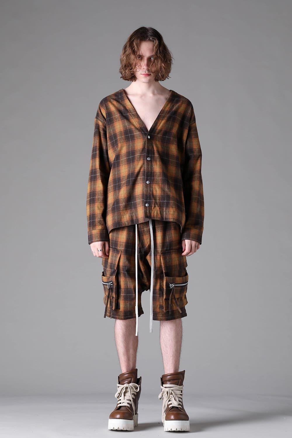 《2026AW先行予約》Plaid Cardigan Shirts""Soft Greige / Black Camel / Warm Brown" " / プレイドカーディガンシャツ"ソフトグレージュ/ブラックキャメル/ウォームブラウン"