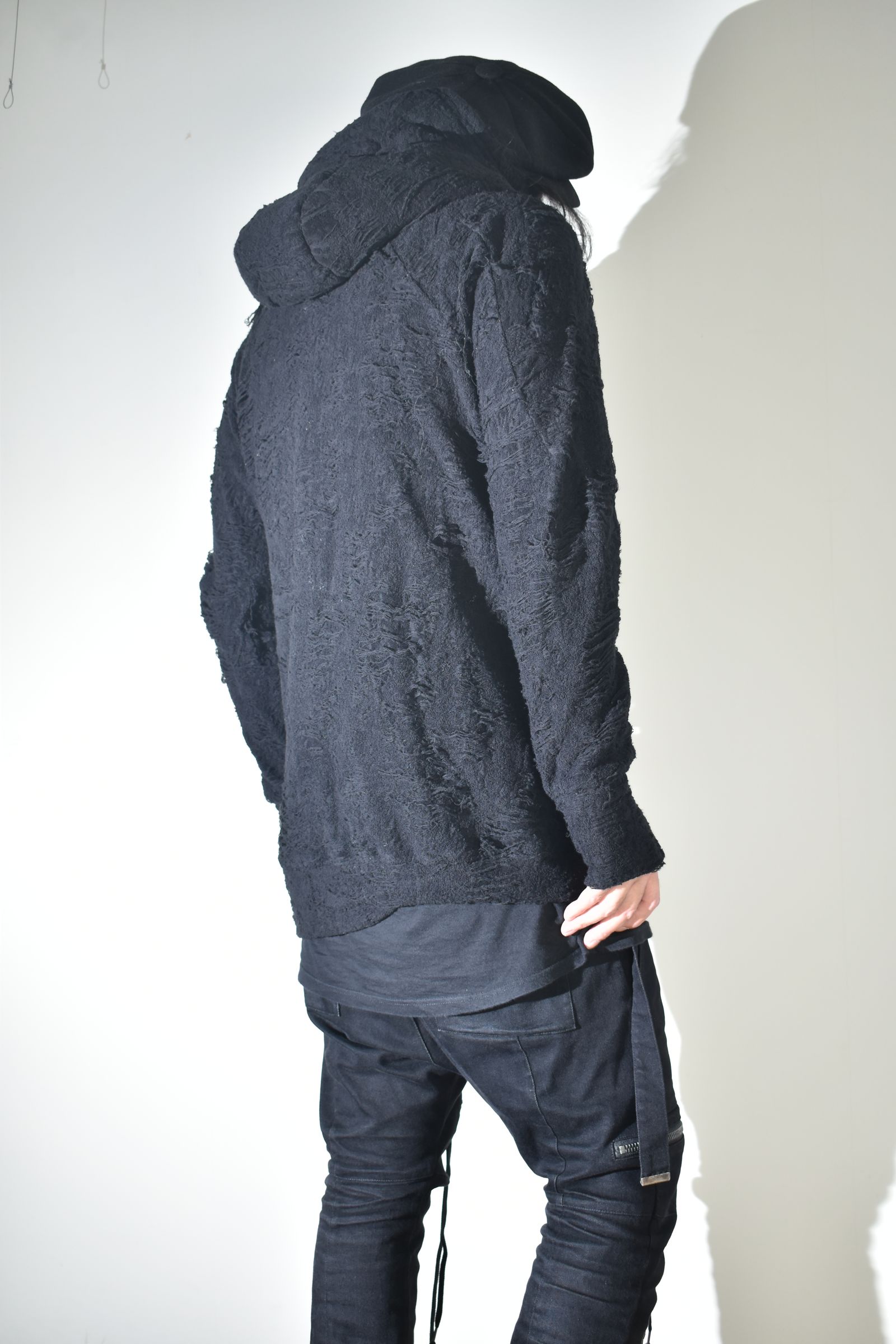 Damage Pile Zip-Up Hoodie"Black" / ダメージパイルジップアップフーディー"ブラック"
