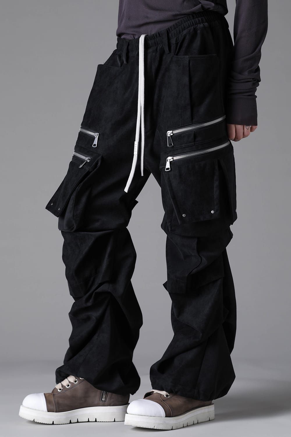 《2026AW先行予約》Vegan Suede Leather Cargo Pants"Black" / ヴィーガンスウェードレザーカーゴパンツ "ブラック"