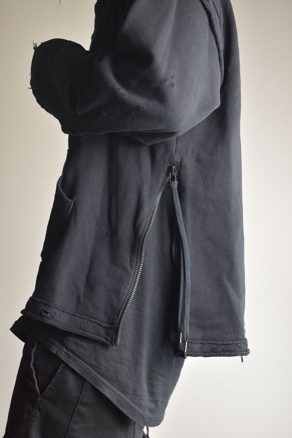 Untwisted Sweat Oversized Pullover Hoodie "Black" / 無撚糸裏毛オーバーサイズプルオーバーフーディー"ブラック"