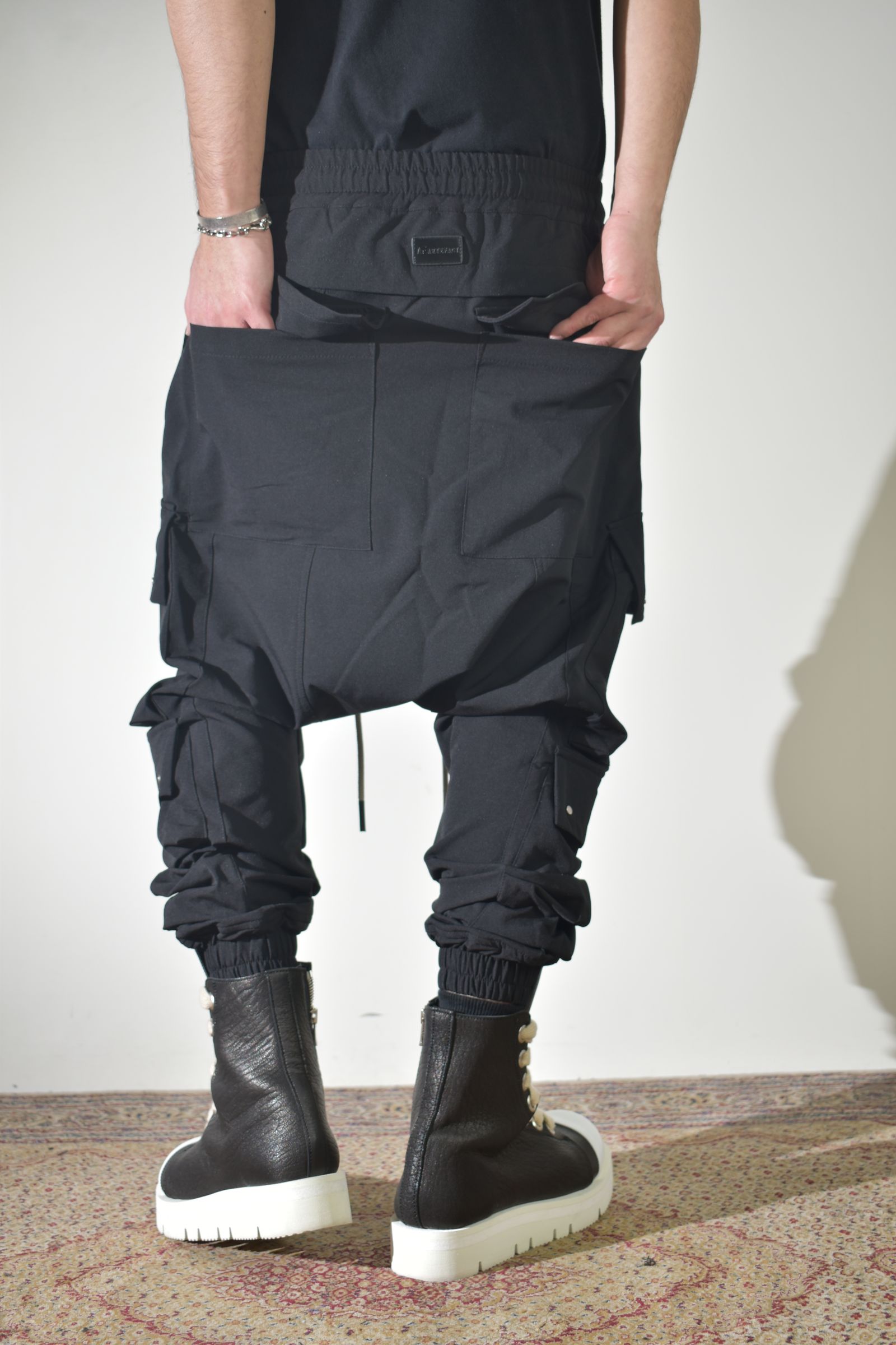 Stretch Nylon Military Sarouel Pants"Black" / ストレッチナイロンミリタリーサルエルパンツ"ブラック"