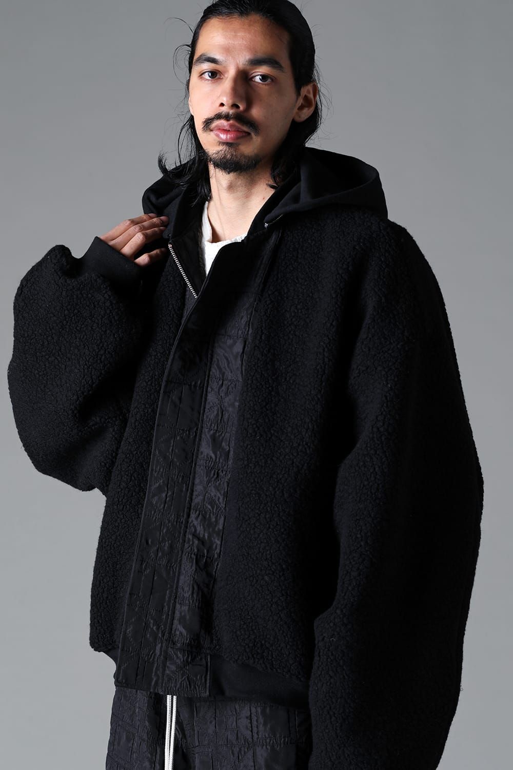 《2025AW先行予約》Geometry Jumbo Hooded MA-1 Blouson"Black" / ジオメトリージャンボフーデッドMA-1ブルゾン"ブラック"