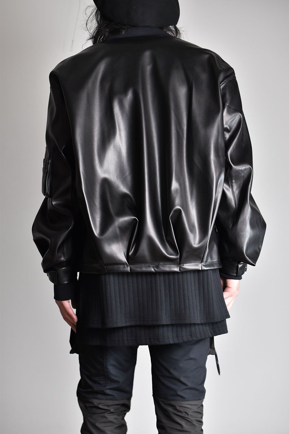 Fake Leather MA-1"Black"/ フェイクレザーMA-1"ブラック"