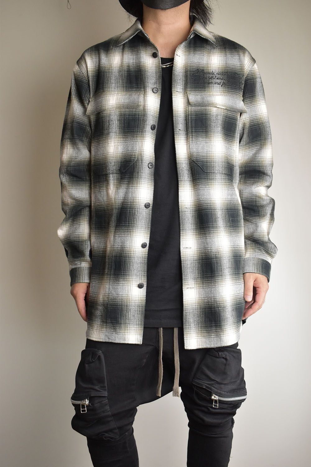 Ombre Check Long Shirts Jacket"White Check" / オンブレチェックロングシャツジャケット"ホワイトチェック"