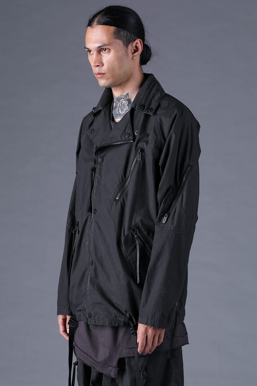 《2027SS先行予約分》Pigment-Coated Rider's Coach Jacket"Black" / 顔料コーティングライダースコーチジャケット"ブラック"