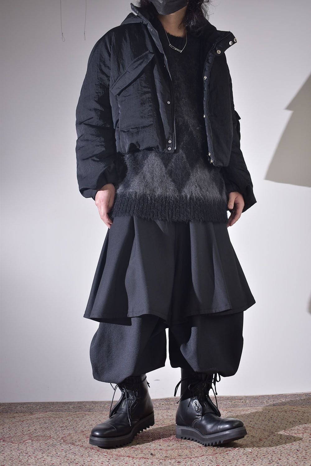 ショートブルゾン×レイヤードワイドサルエル