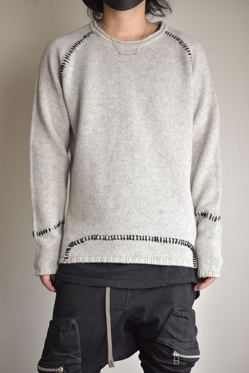 Over Lock Knit Pullover"Oyster Grey" / オーバーロックニットプルオーバー"オイスターグレー"