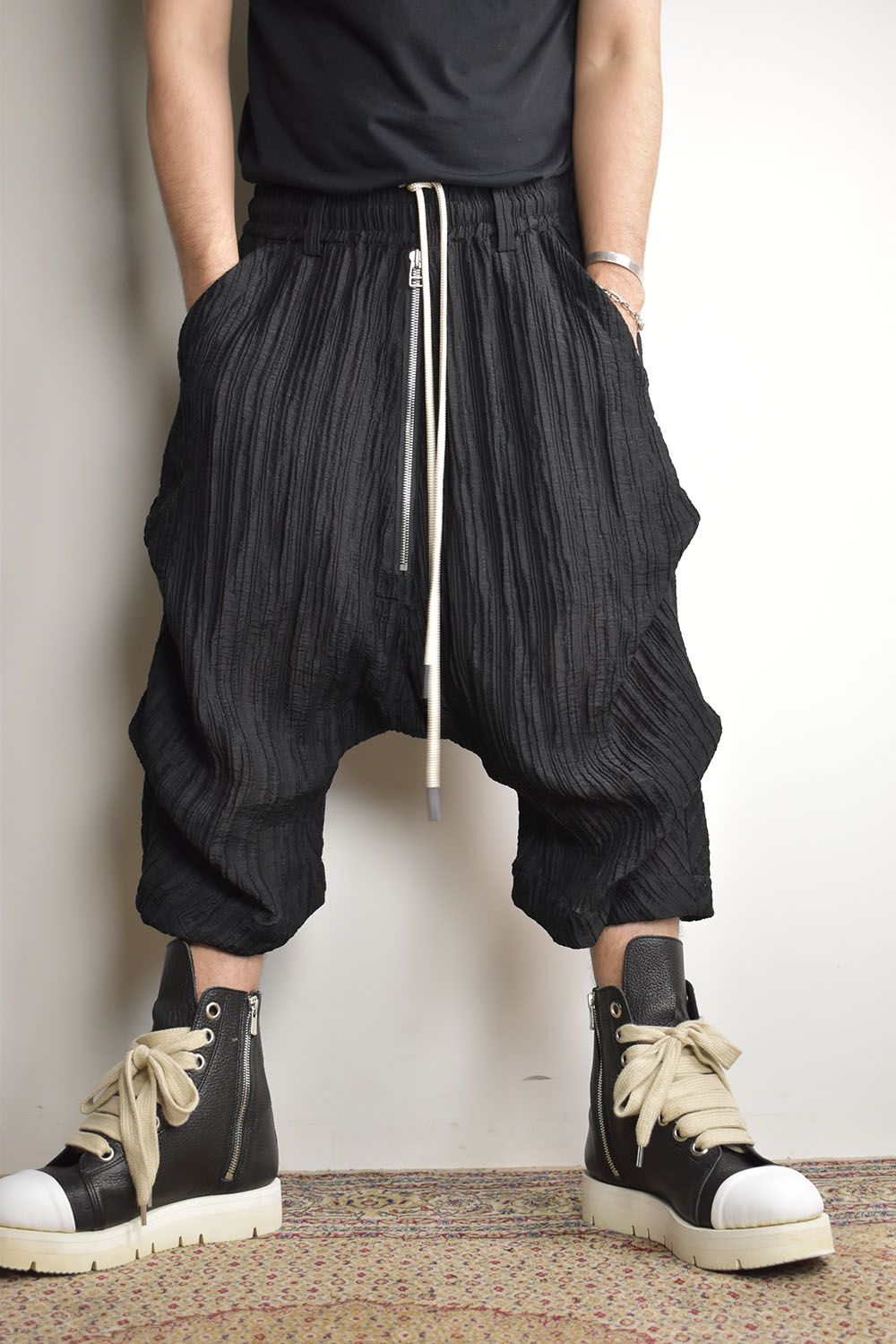 Sheer Yoryu Tuck Shorts"Black" / シアータックショーツ"ブラック"