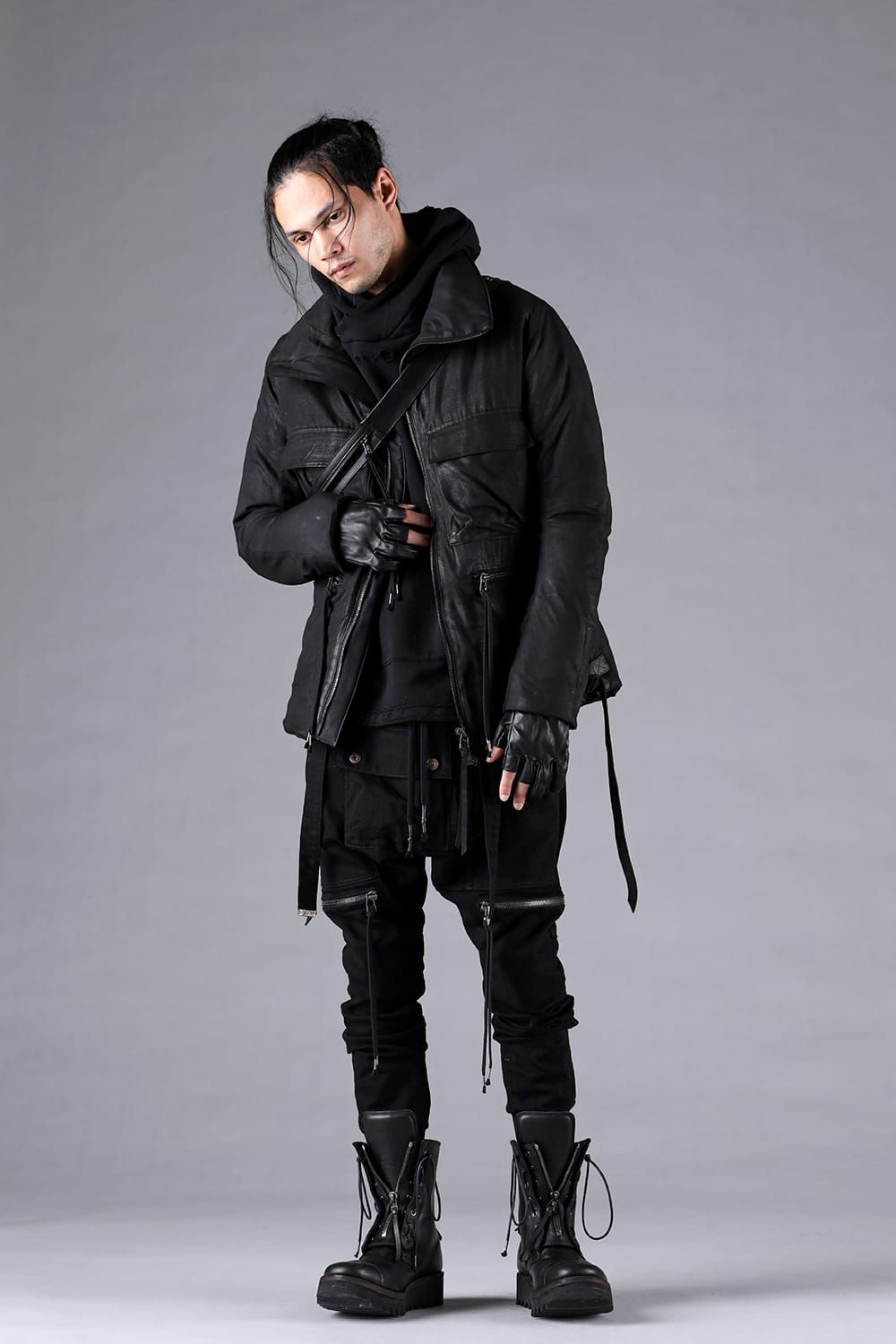Stretch Denim Salopette Pocket Cargo Jogger Pants "Black" / ストレッチデニムサロペットポケットカーゴジョグパンツ"ブラック"
