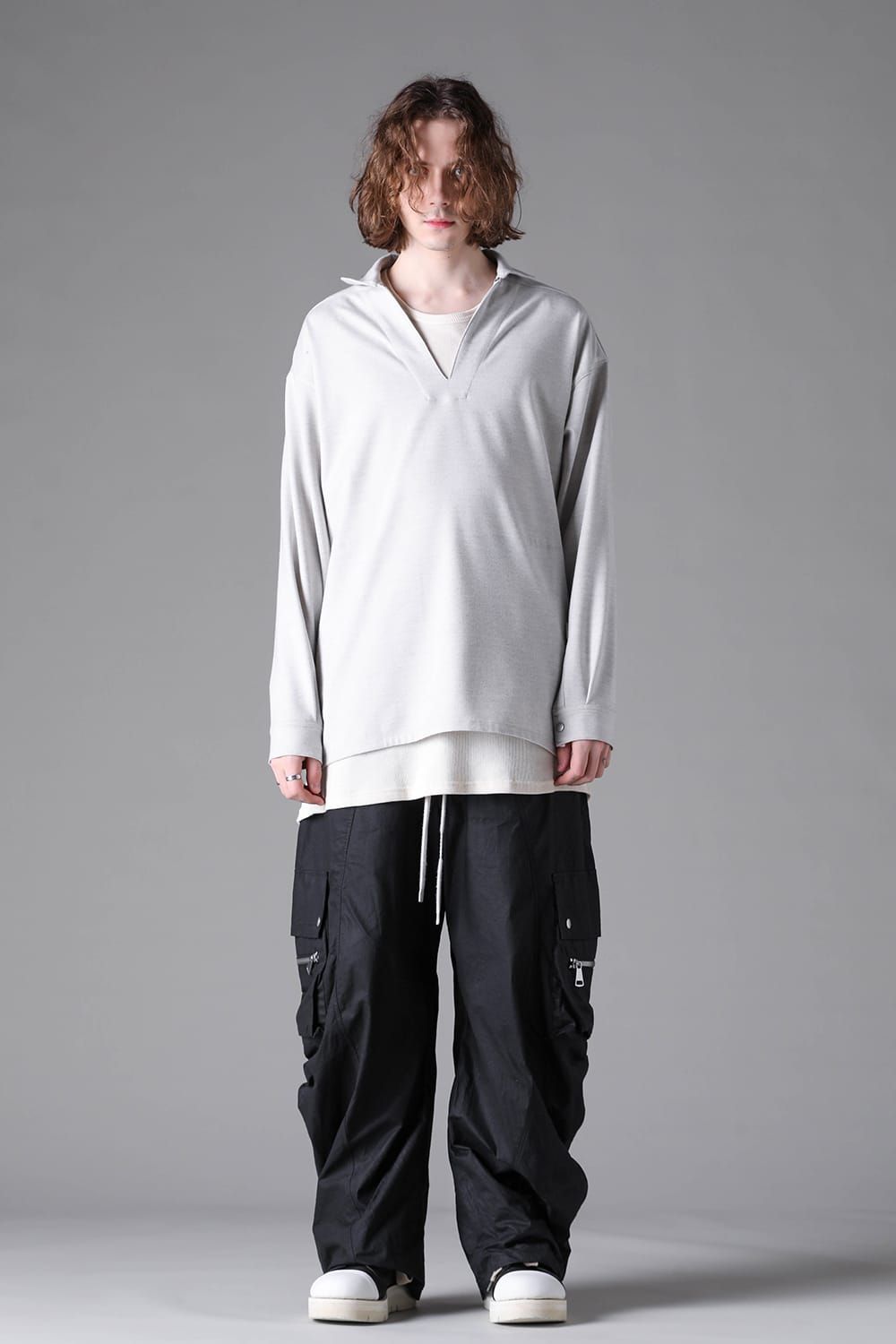 《2026AW先行予約》V Neck Shirts Pullover"Black / L.Grey" / Vネックシャツプルオーバー"ブラック/ライトグレー"