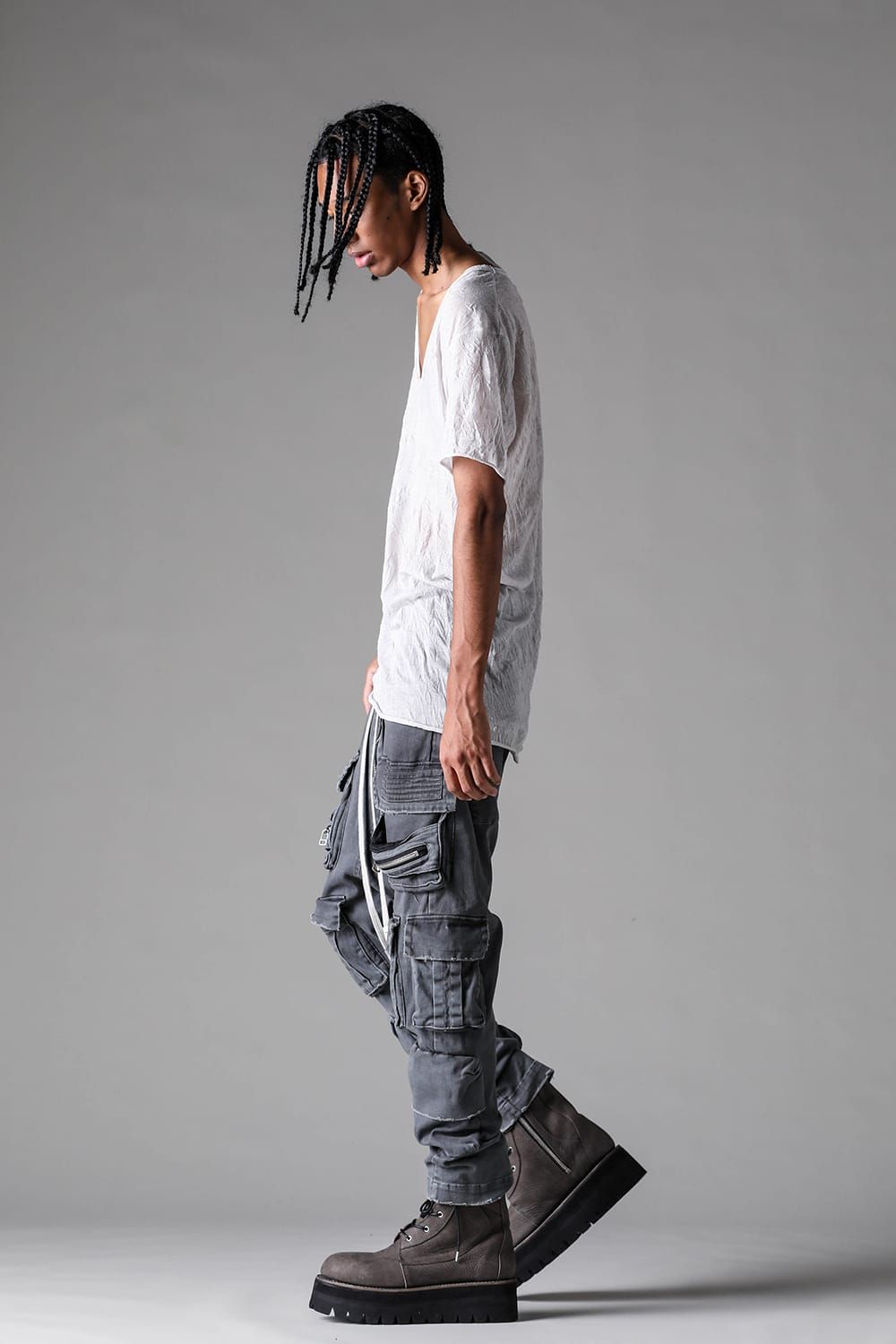 《2027SS先行予約》Vintage Dyed Sarrouel Flare Pants"D.Grey" / ヴィンテージダイサルエルフレアパンツ"ダークグレー"