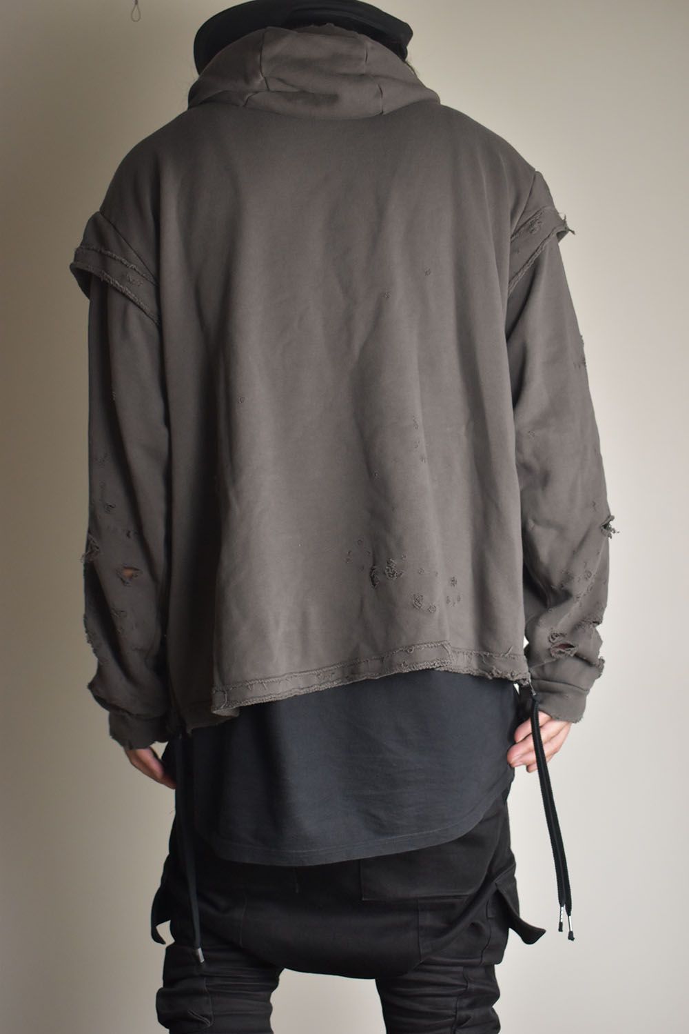 Untwisted Sweat Oversized Pullover Hoodie "Charcoal" / 無撚糸裏毛オーバーサイズプルオーバーフーディー"チャコール"