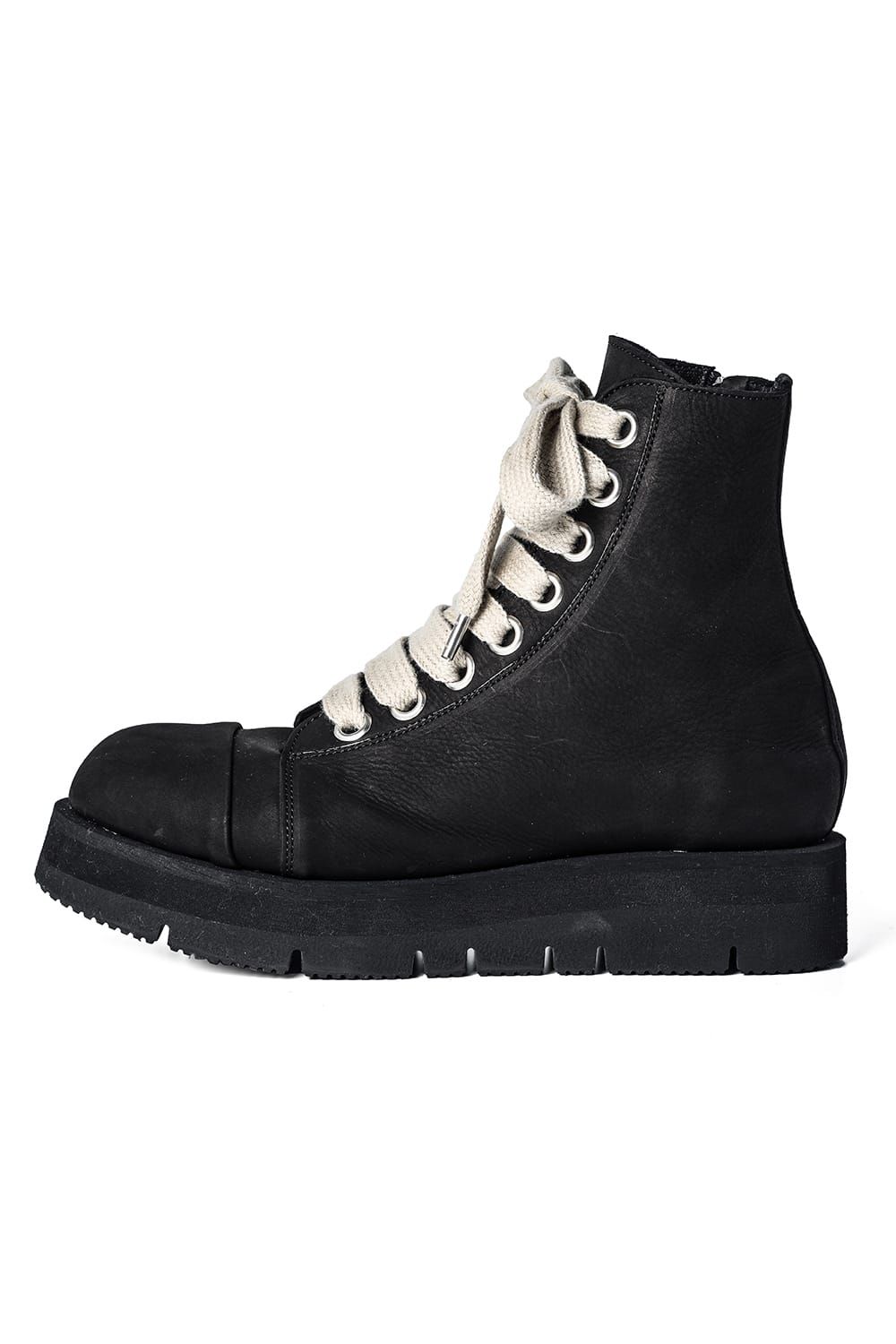 《2027SS先行予約分》 Fat Laces Leather Sneaker Boots "Black" / ファットレースレザースニーカーブーツ"ブラック"