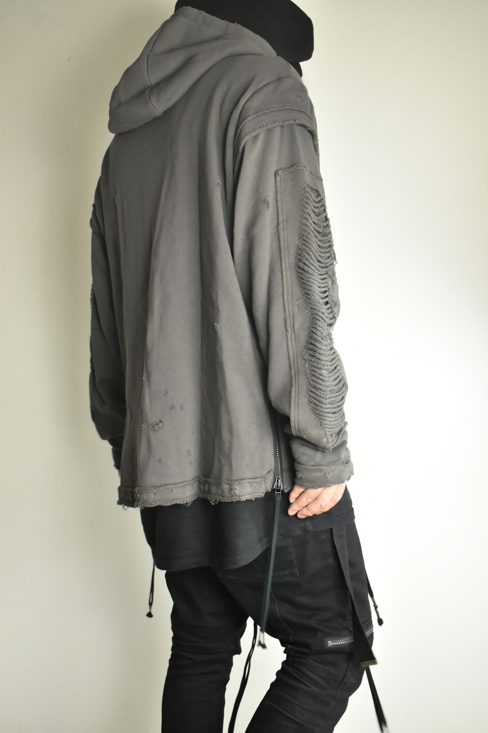 Untwisted Yarn Fleece Shotgun Zip-Up Hoodie"Charcoal" / 無撚糸裏毛ショットガンジップアップフーディー"チャコール"