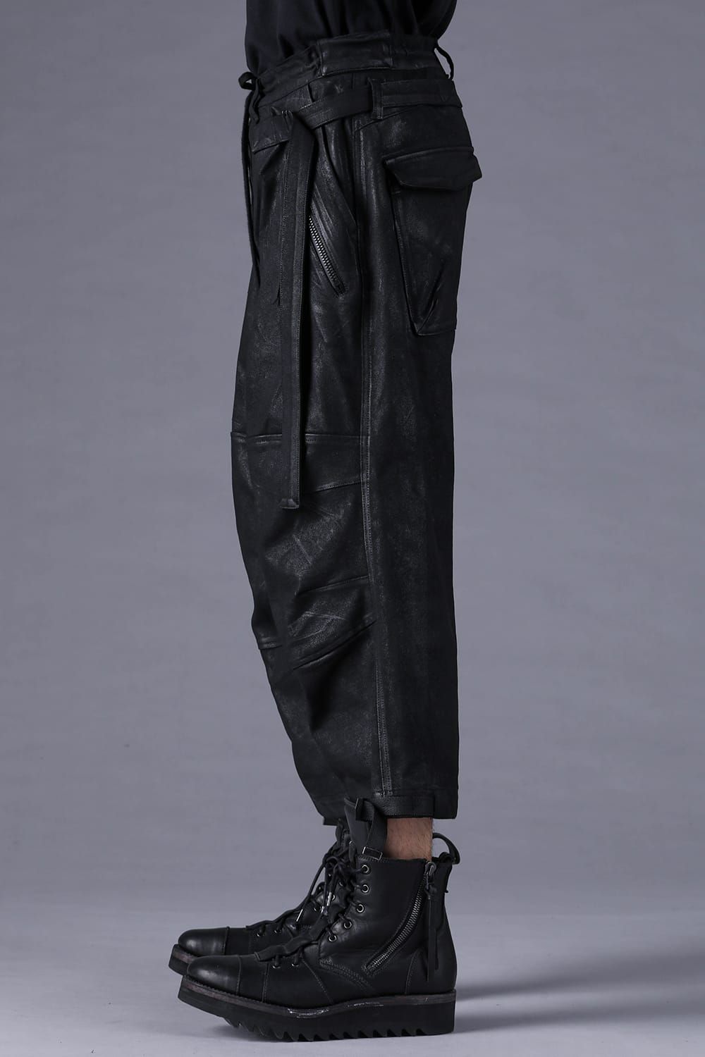 《2027SS先行予約分》Product Coated Dry Jersey Wide-Leg Cropped Pants"Black" / 製品コーティングドライジャージーワイドクロップドパンツ"ブラック"