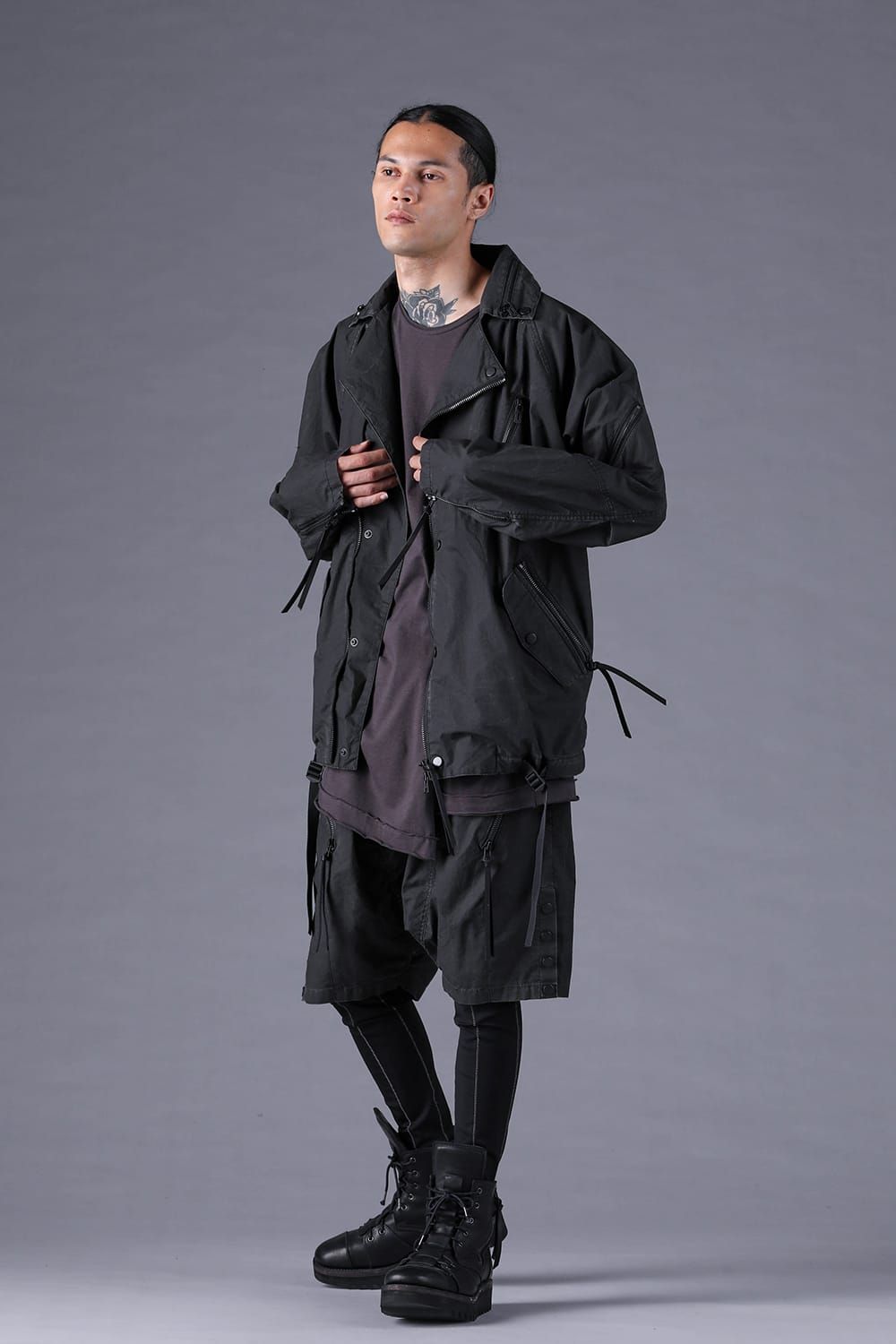 《2027SS先行予約分》Pigment-Coated Harem Shorts"Black" / 顔料コーティングサルエルショートパンツ"ブラック"