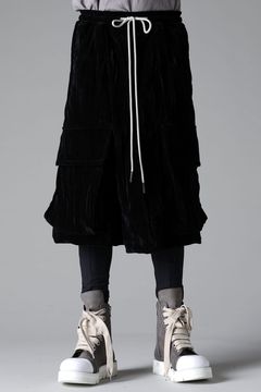 《2025AW先行予約》Washer Velour Wrap Skirt Pants"Black" / ワッシャーベロアラップスカートパンツ"ブラック"