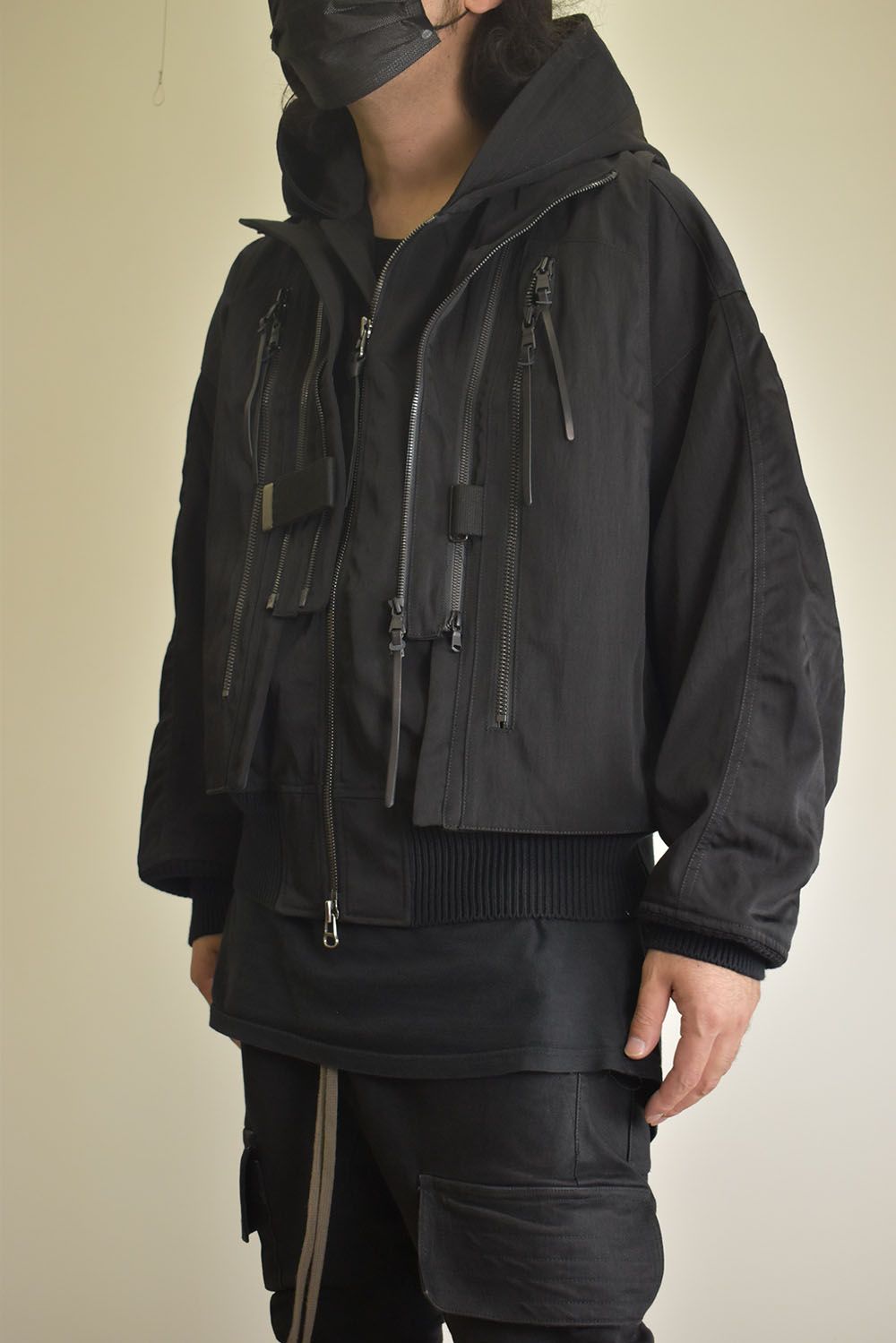 Nylon Wool Twill Hooded Jacket"Black" / ナイロンウールツイルフーデッドジャケット"ブラック"