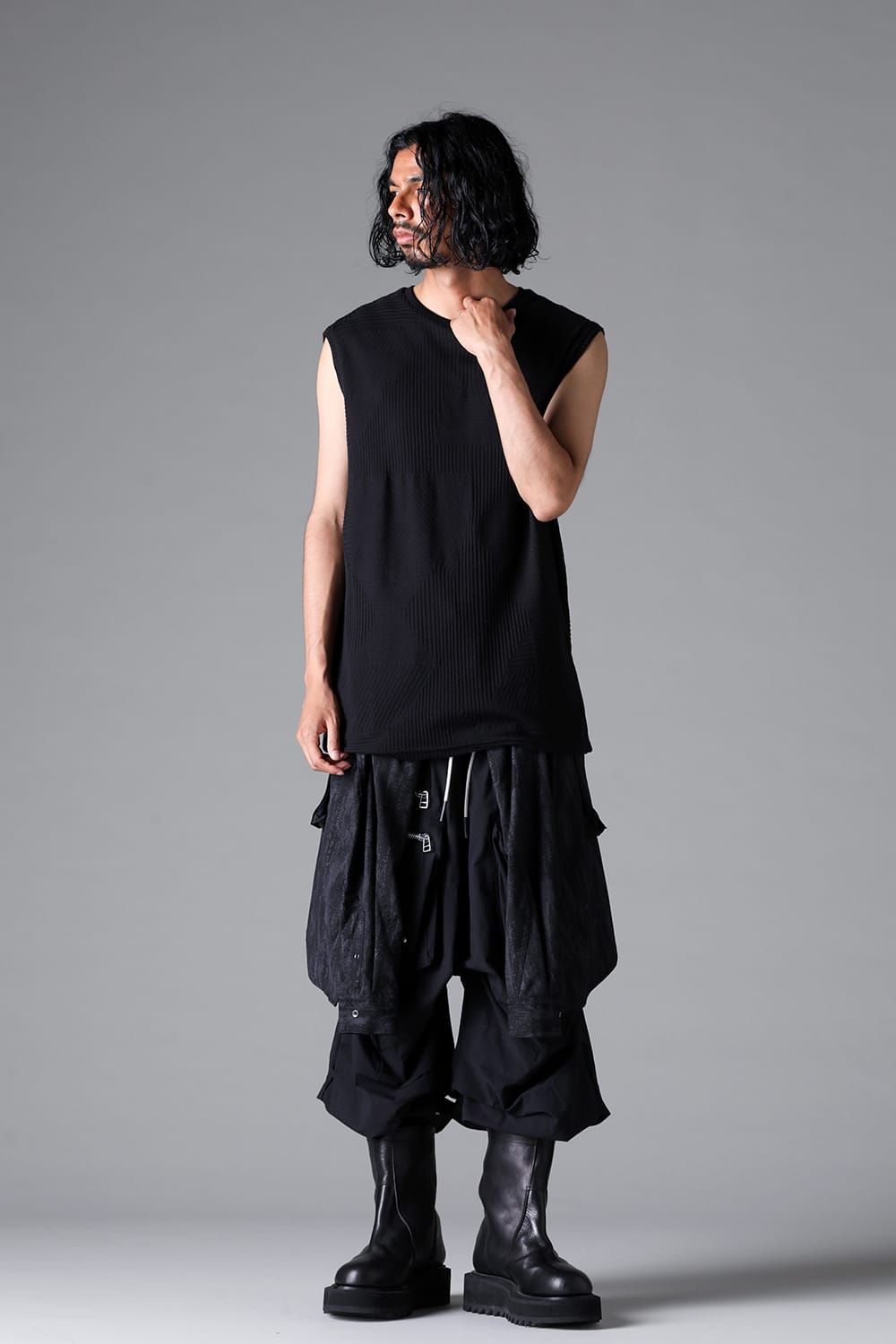 《2026SS先行予約》Deformed Stripe Pattern Tank Top "Black / Cream" /ディフォルメドストライプパターンタンクトップ"ブラック/クリーム"