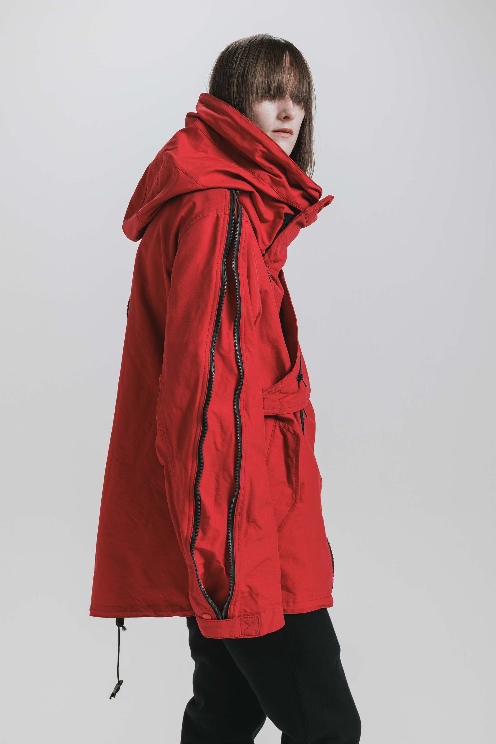 Multi Zip Short Mods Coat"Red" / マルチジップショートモッズコート"レッド"