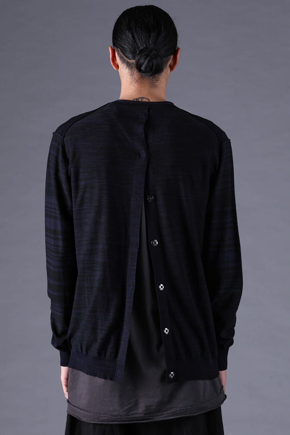 《2027SS先行予約分》16G High Gauge Silk Cotton Knit Cardigan"Black / Navy" / 16Gハイゲージシルクコットンニットカーディガン"ブラック / ネイビー"