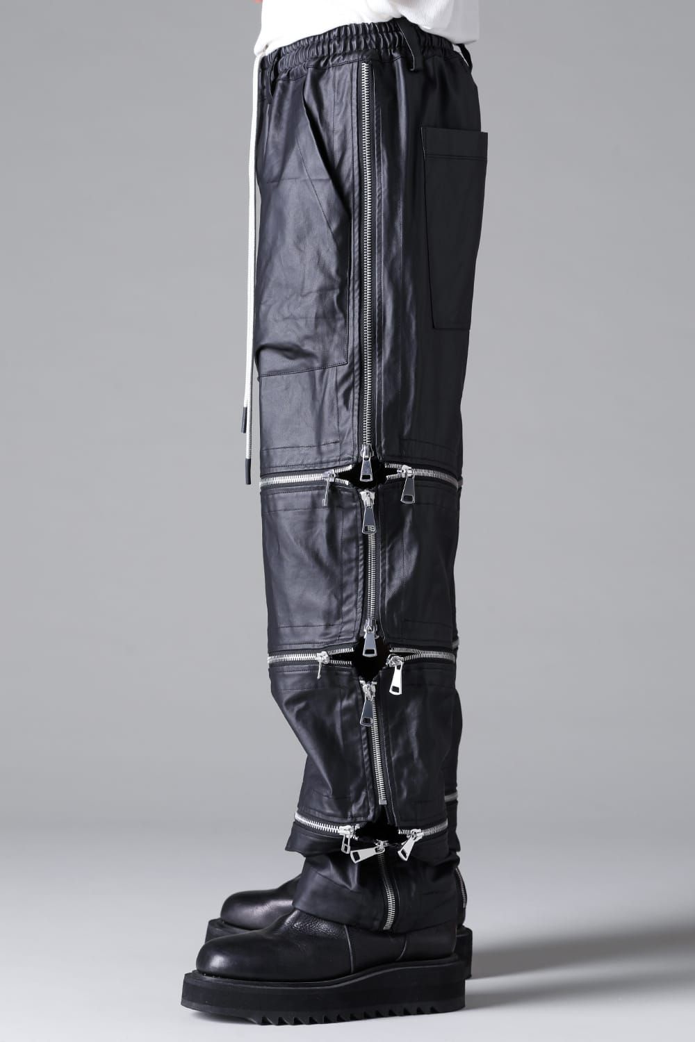 《2026SS先行予約》Matte Coating Zip Wide Pants"Black" / マットコーティングジップワイドパンツ"ブラック"