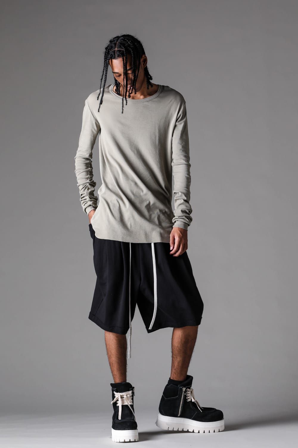 《2027SS先行予約》Lightweight French Terry Wide Shorts"Black" / ミニ裏毛ワイドショーツ"ブラック"