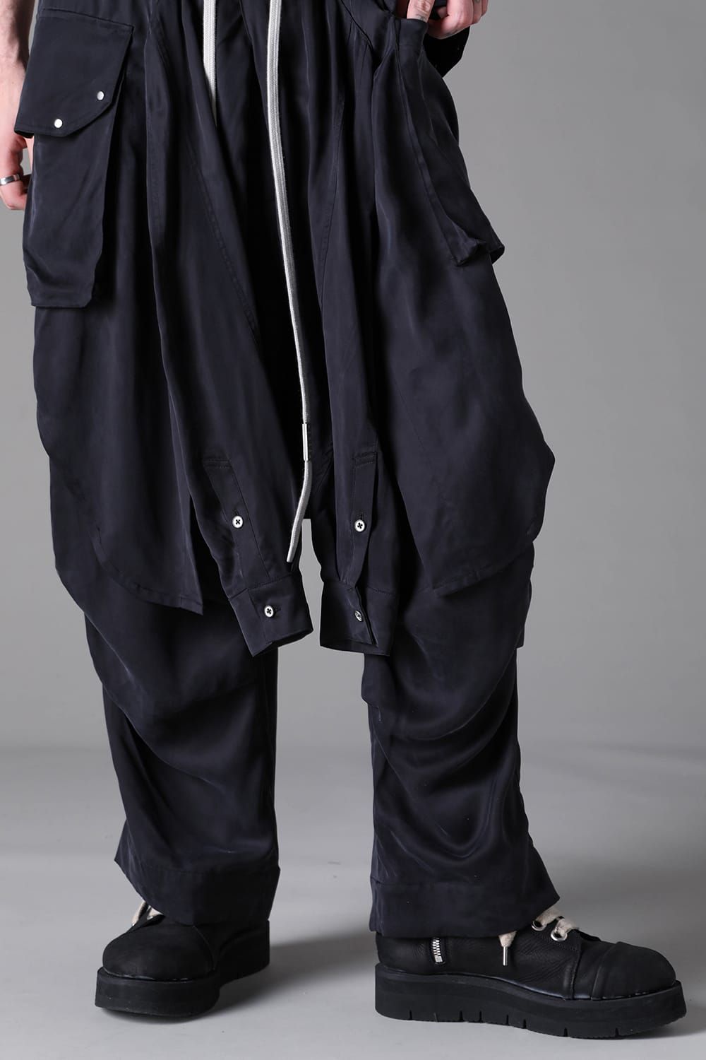 《2026AW先行予約》Satin Warp Skirt Wide Pants"Black" / サテンラップスカートワイドパンツ"ブラック"